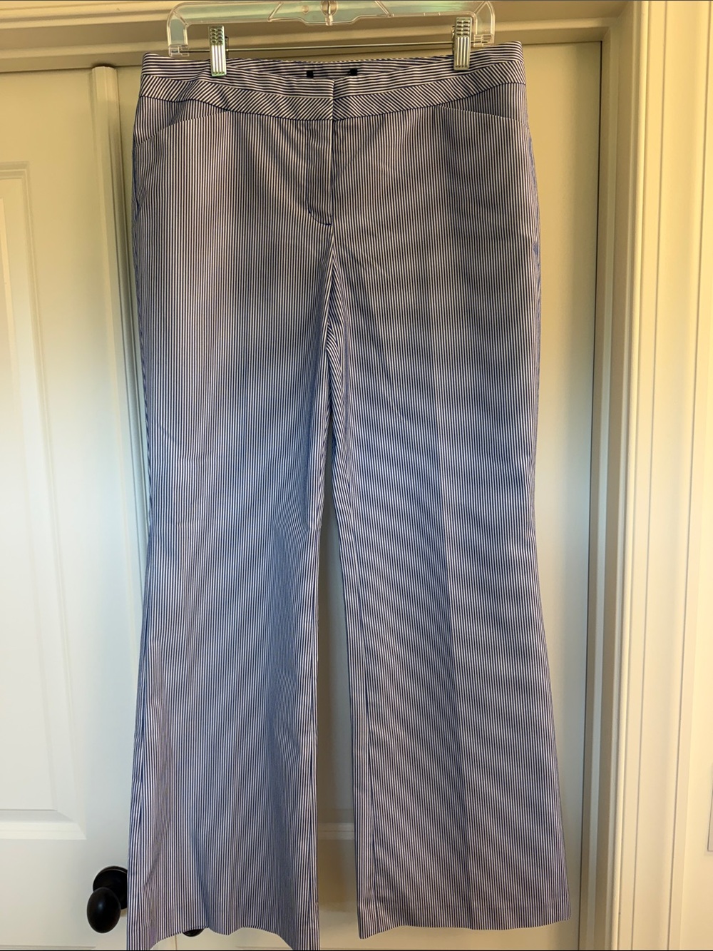 Express Blue and White Pinstripe Wide-Leg Trousers